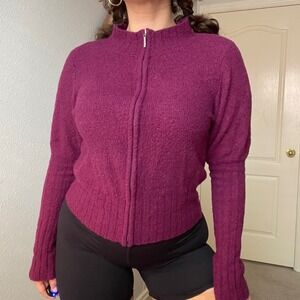 Vintage Plum Purple‎ Wool Zip Up Jacket